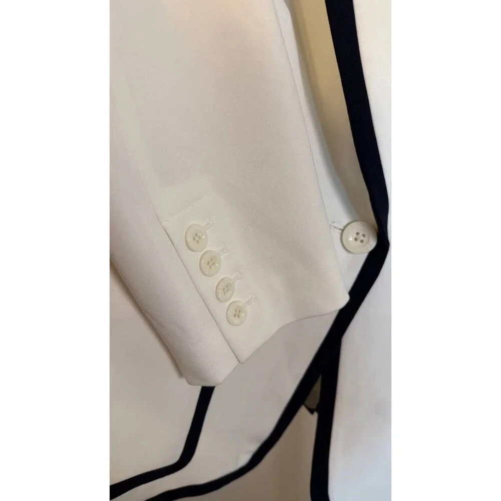 Tommy Hilfiger Women’s Contrast-Trim Puff-Sleeve Jacket White Black 12 $159 NWT - Picture 6 of 6